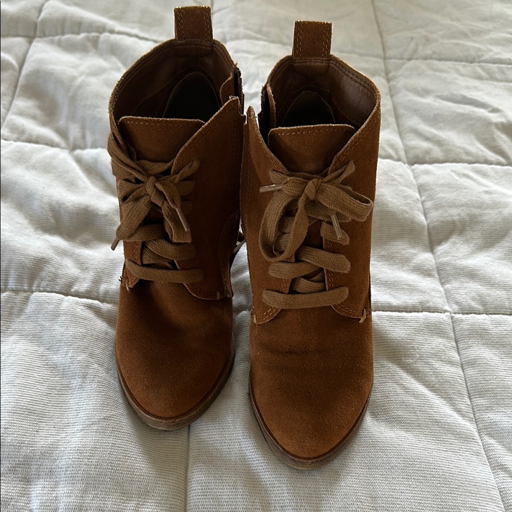 Dolce Vita Brown Ankle Booties with Lace-Up Design